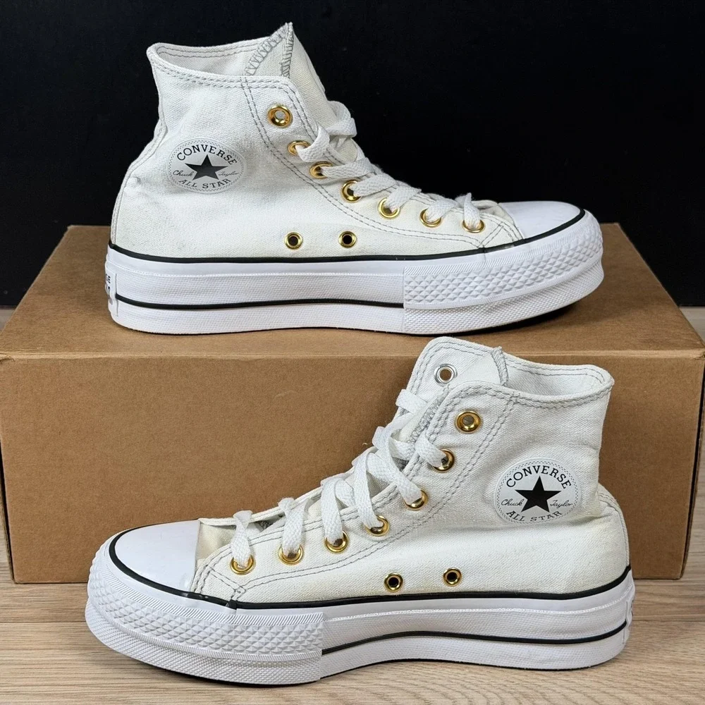 Converse Chuck Taylor All Star Platform Shoes Womens Size 6 White Canvas 569005C